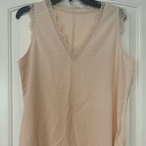 Cream blouse with lace trim